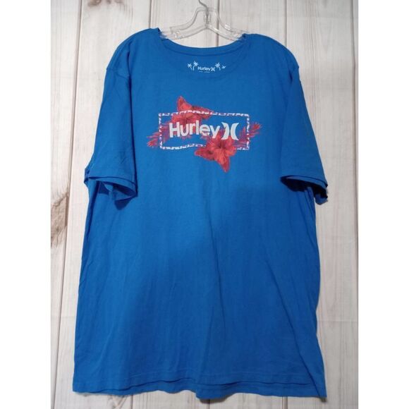 Hurley T-shirt Men's‎ Large Blue Tropical - Picture 1 of 6